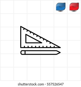 Pencil and ruler line icon