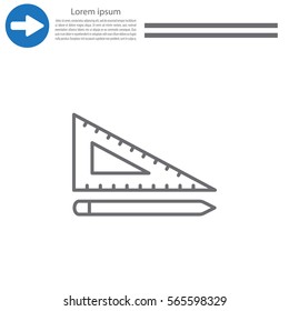 Pencil and ruler line icon
