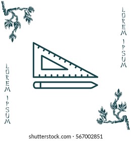 Pencil and ruler line icon