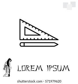 Pencil and ruler line icon
