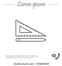 Pencil and ruler line icon