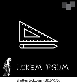 Pencil and ruler line icon