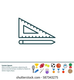 Pencil and ruler line icon