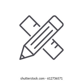 Pencil and Ruler Line Icon