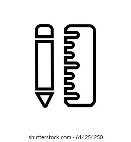 Pencil and ruler line icon