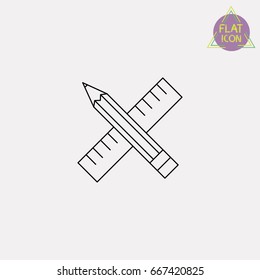 Pencil with ruler line icon