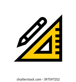 Pencil and ruler line icon. Pixel perfect fully editable vector icon suitable for websites, info graphics and print media.