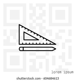 Pencil and ruler line icon. vector illustration