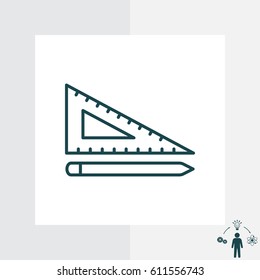 Pencil and ruler line icon. vector illustration