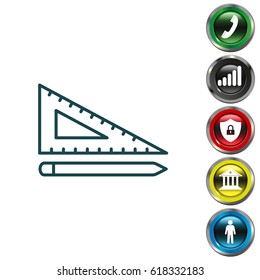 Pencil and ruler line icon. vector illustration