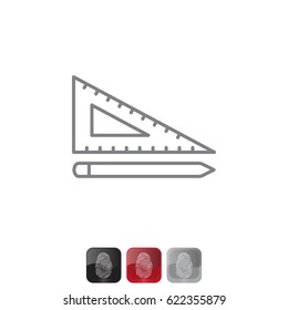 Pencil and ruler line icon. vector illustration