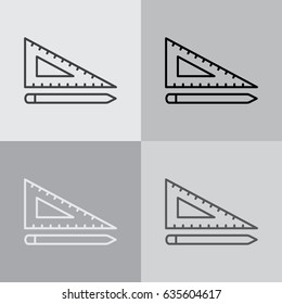 Pencil and ruler line icon. vector illustration