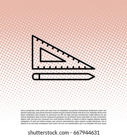 Pencil and ruler line icon. vector illustration