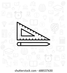 Pencil and ruler line icon. vector illustration