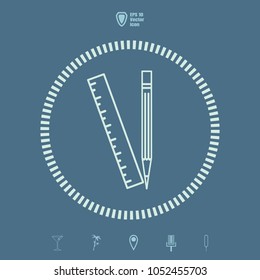 Pencil and ruler line vector icon.Flat design style