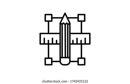 Pencil and ruler linear icon vector image
