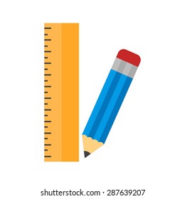 Pencil, ruler, mark, scale icon vector image. Can also be used for education, academics and science. Suitable for use on web apps, mobile apps and print media.