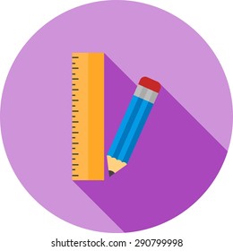 Pencil, ruler, mark, scale icon vector image. Can also be used for education, academics and science. Suitable for use on web apps, mobile apps and print media.