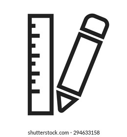 Pencil, ruler, mark, scale icon vector image. Can also be used for education, academics and science. Suitable for use on web apps, mobile apps, and print media.