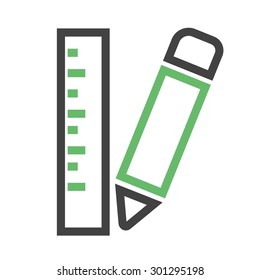 Pencil, ruler, mark, scale icon vector image. Can also be used for education, academics and science. Suitable for use on web apps, mobile apps, and print media.