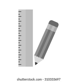 Pencil, ruler, mark, scale icon vector image. Can also be used for education, academics and science. Suitable for use on web apps, mobile apps and print media.