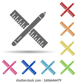 Pencil, ruler in multi color style icon. Simple glyph, flat vector of business icons for ui and ux, website or mobile application