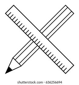 pencil and ruler, outline design, graphic design icon, illustration