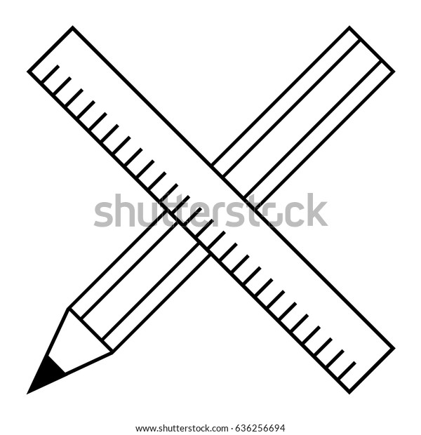Pencil Ruler Outline Design Graphic Design Stock Vector (Royalty Free