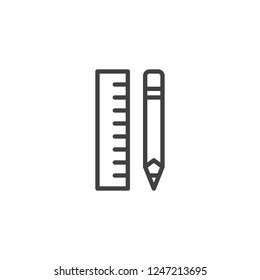 Pencil and ruler outline icon. linear style sign for mobile concept and web design. Design tools simple line vector icon. Symbol, logo illustration. Pixel perfect vector graphics