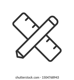 pencil and ruler outline ui web icon. pencil and ruler vector icon for web, mobile and user interface design isolated on white background