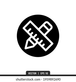 Pencil Ruler Silhouette icon vector, illustration logo template in trendy style. Suitable for many purposes.