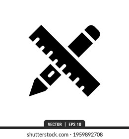 Pencil Ruler Silhouette icon vector, illustration logo template in trendy style. Suitable for many purposes.