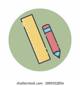 Pencil Ruler - simple illustration. Editable stroke. Design template vector. Vector file. EPS 10