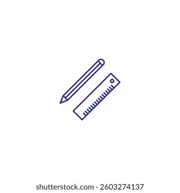 Pencil and ruler single line icon in vector format.