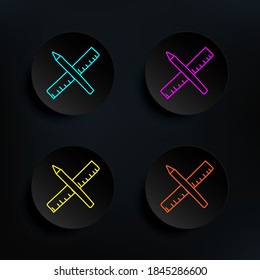 Pencil and ruler sketch dark badge color set icon. Simple thin line, outline vector of education icons for ui and ux, website or mobile application