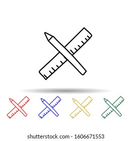 pencil and ruler sketch multi color style icon. Simple thin line, outline vector of education icons for ui and ux, website or mobile application