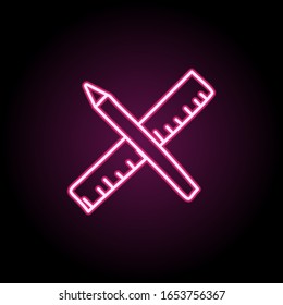 Pencil and ruler sketch neon icon. Simple thin line, outline vector of education icons for ui and ux, website or mobile application