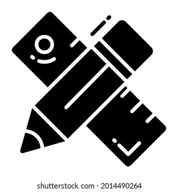 pencil and ruler trendy icon, flat style isolated on white background. Symbol for your web site design, logo, app, UI.