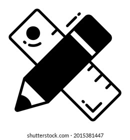 pencil and ruler trendy icon, glyph style isolated on white background. Symbol for your web site design, logo, app, UI.