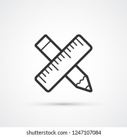 Pencil and ruler trendy icon. Vector illustration