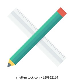 Pencil Ruler Vector Flat Icons