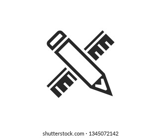 pencil and ruler vector icon
