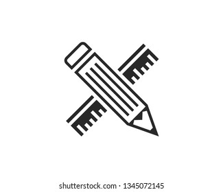 pencil and ruler vector icon