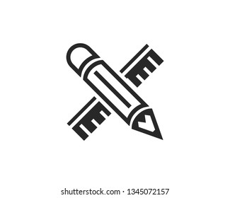 pencil and ruler vector icon