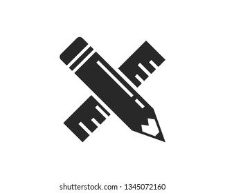 pencil and ruler vector icon