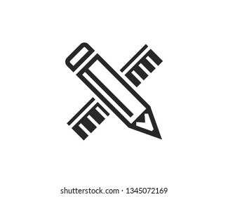 pencil and ruler vector icon