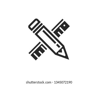 pencil and ruler vector icon