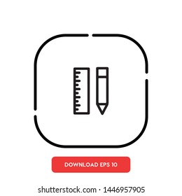 Pencil and ruler vector icon