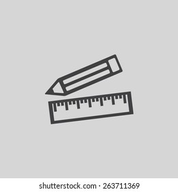 Pencil and ruler vector icon
