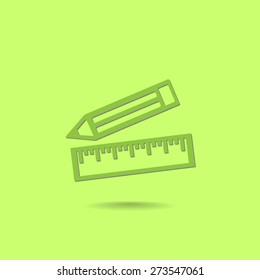 Pencil and ruler vector icon